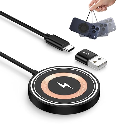 for MagSafe Charger Magnetic Wireless Charger Pad for iPhone 17 16 15 14 13 12 Series & Airpods 4 3 2 Pro 2, Fast Charging Station for Google Pixel 10 Series Pixelsnap Charger with Dual USB-C/A Ports