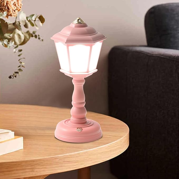 Mini Desk lamp Vintage, LED Desk Lamp Dimmable Table Lamp Reading Lamp with USB Charging Port, Sensitive Control, Eye-Caring Office Lamp,Very Beautiful Decorative Desk lamp (Pink)