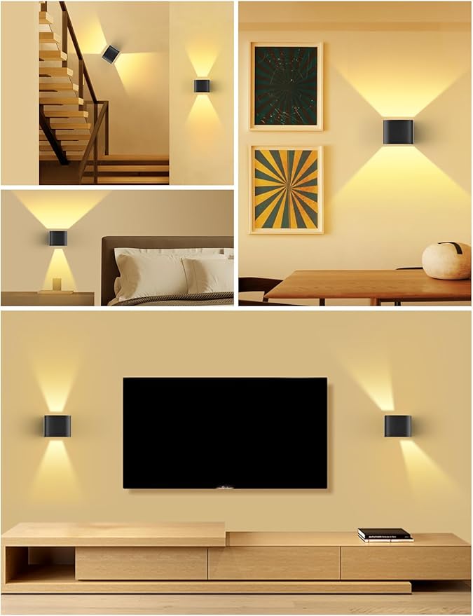 Rechargeable Motion Sensor Wall Light, Black 6000mAh Wireless LED Sconces with Remote Control, Dimmable 2700K-6500K, Adjustable Beam Angle, Battery Operated, 3 Modes for Living Room, 4-Pack