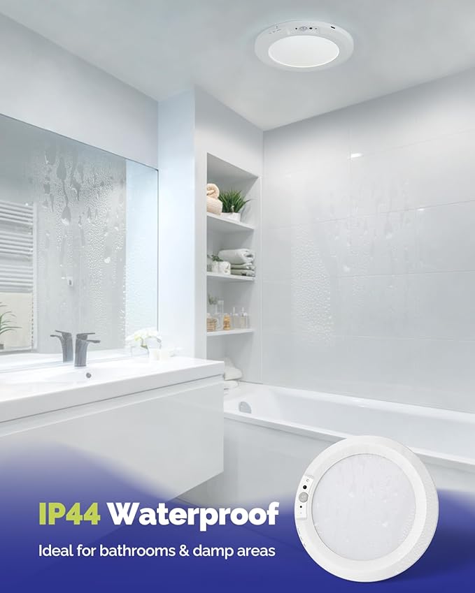 4PCs 10,000mAh Rechargeable Ceiling Light with Remote, Wireless Waterproof Shower Lights 3000K/4000K/6000K, Battery Powered Light for Closet Battery Operated, Motion Sensor Lights No Wiring