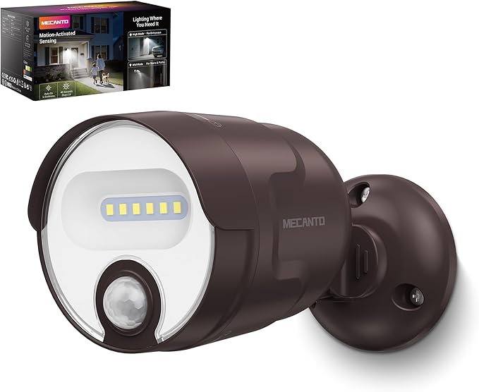 Battery Operated Motion Sensor Light Outdoor, 4000mAh Rechargeable 600 Lumen Battery Powered Spotlight Outdoor Waterproof for Porch, Garage, House (Brown)