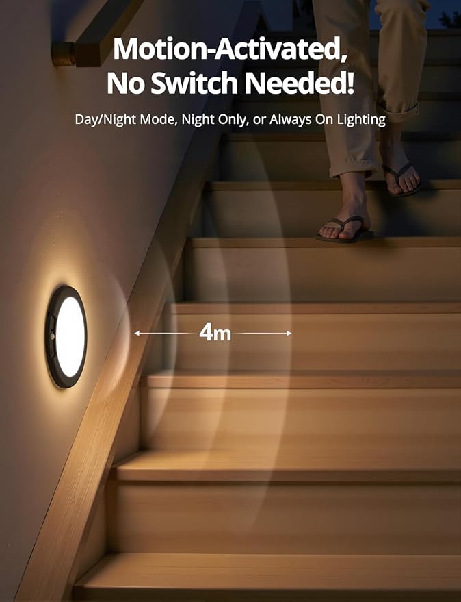 Combuh Black Operated Battery Powered Motion Sensor Ceiling Lights Wireless, Rechargeable 85 Day Battery Life Waterproof Inside Shower Lighting with Remote Magnetic Without Wiring for Garage Closet