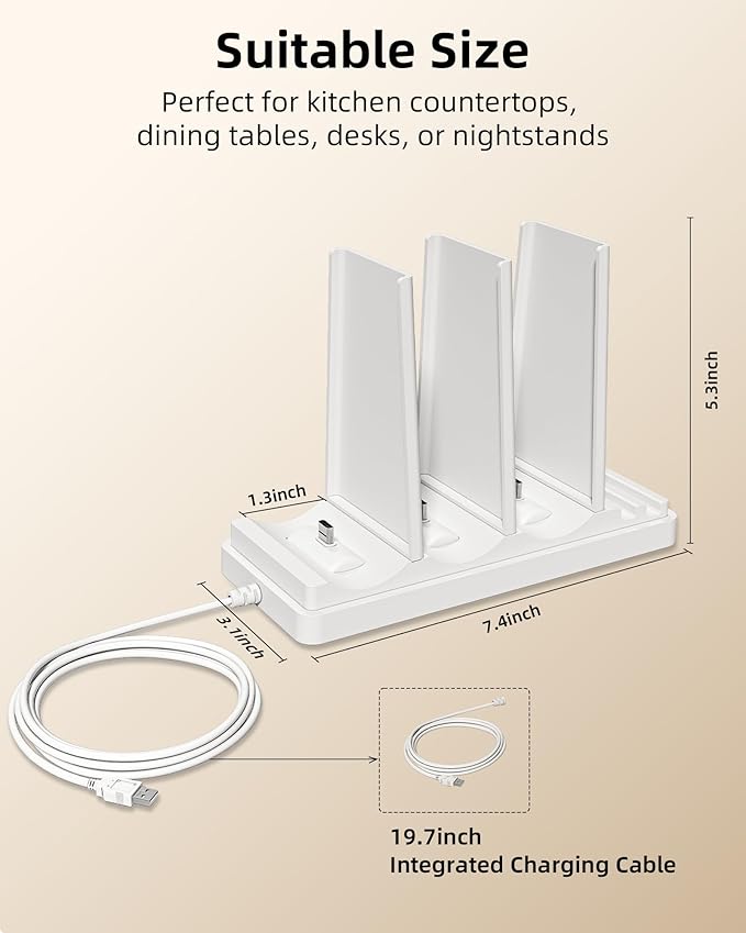 EZVALO Under Cabinet Lighting Charging Station with 3 USB-C Ports, Charging Base for Rechargeable Motion Sensor Light Indoor, Efficient & Space-Saving⁠(Adapter Not Included)⁠