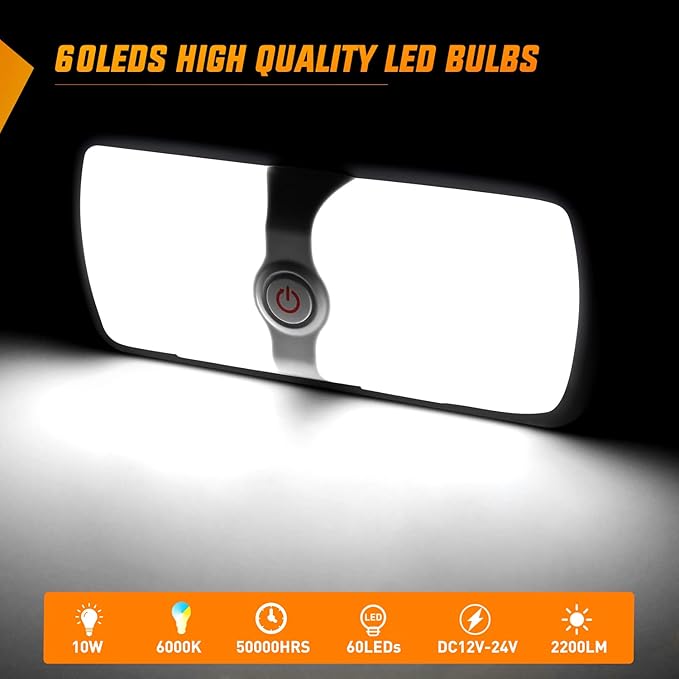 Nilight 2pcs RV Interior Lights 12V-24V LED Ceiling Light Fixture with ON Off Switch Inside Lighting Natural White 4000-4500K for Car RVs Trailer Camper Boat