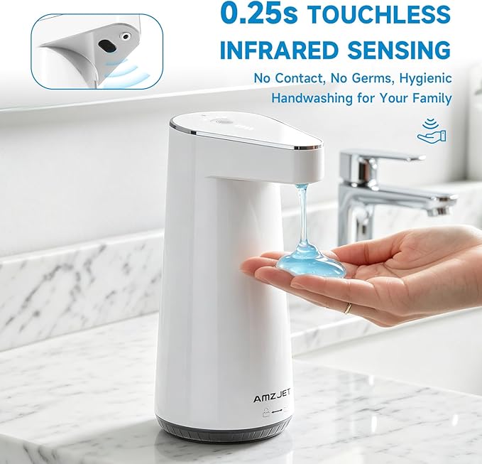 2026 Patent Edition Automatic Soap Dispenser Touchless - 300ml Liquid Soap Dispenser with IPX5 Waterproof, 4-Speed Liquid Adjustment, Type-C Charging, for Kitchen, Bathroom, Hand Washing