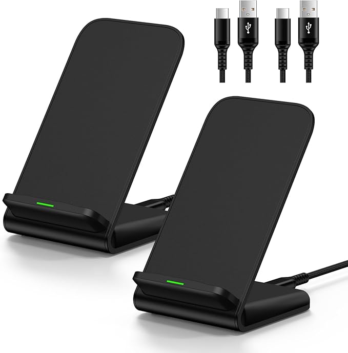 Samsung Galaxy S25 Ultra Wireless Charger Stand for Galaxy S26 S25 Edge S24 S23 S22 S21 S20 S10,15W 2Pack Phone Charger Wireless Android Charging Station for Google Pixel 10 9 8 7 Pro,iPhone 17 16 15