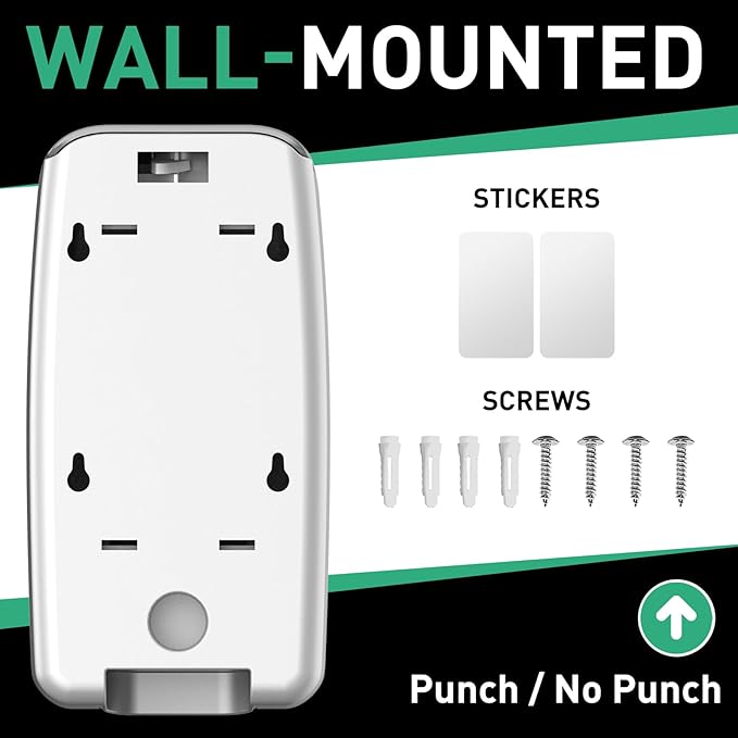 Commercial Soap Dispenser Wall Mount Manual Pump Hand Soap Dispenser 800ml Gel Liquid Hand Sanitizer Dispenser Self Adhesive for Home Bathroom (White)
