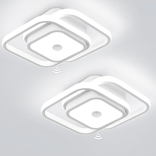 12.6Inch Motion Sensor LED Ceiling Light Indoor, 36W 6000K Mount Motion Activated Light Fixture Modern Flush Mount White Ceiling lamp for Laundry Bathroom Hallway Stair Porch Basement (2pack)