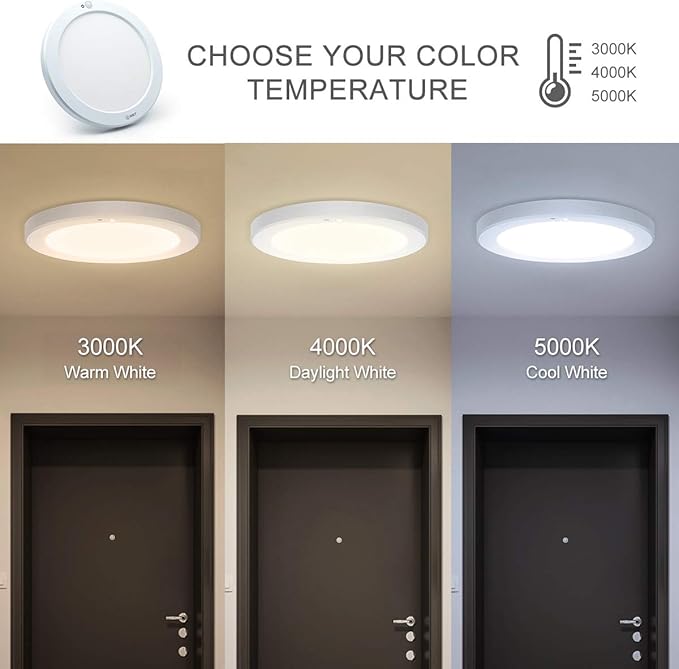 S NMT Motion Sensor LED Ceiling Light With 30s/180s Timeout Adjustable,15W 1500LM Round Panel Lighting Fixture For Stairs Toilet Closets,Warm White 3000K Natural White 4000K Cool White 5000K Available