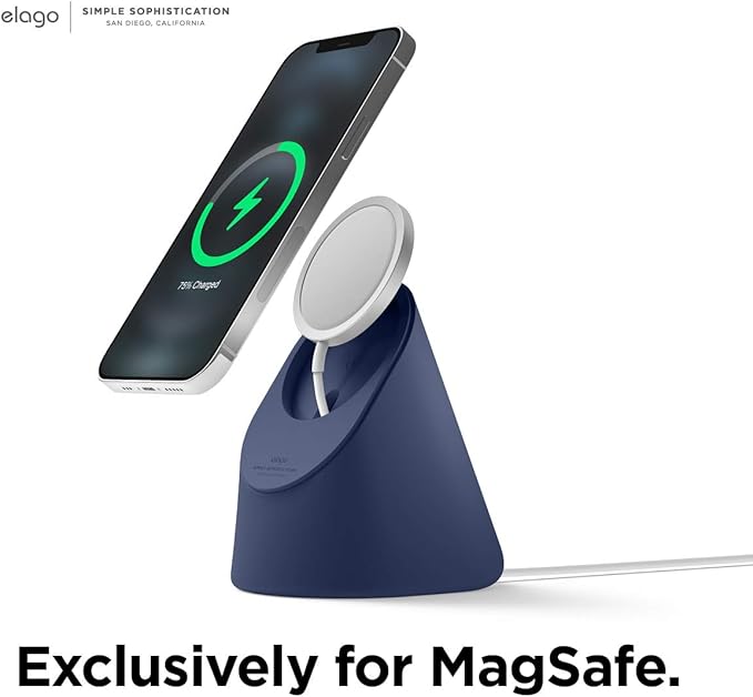 elago MS1 Charging Stand Compatible with MagSafe Charger - Premium Silicone Stand Compatible with iPhone 17/16/15/14/13/12 Series, for iOS Standby Mode [Jean Indigo][Charging Cable Not Included]