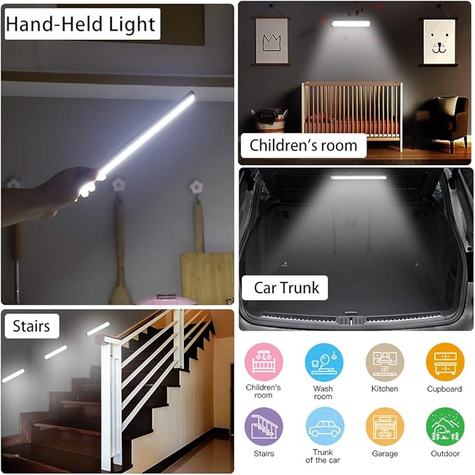 Rechargeable Motion Sensor Led Lights Ultra Thin Softer Under Counter 54-LED Closet Lighting Battery Operated Light Kitchen Under Cabinet Lighting Stick On Lights Night Light Wireless Light (2PACK)