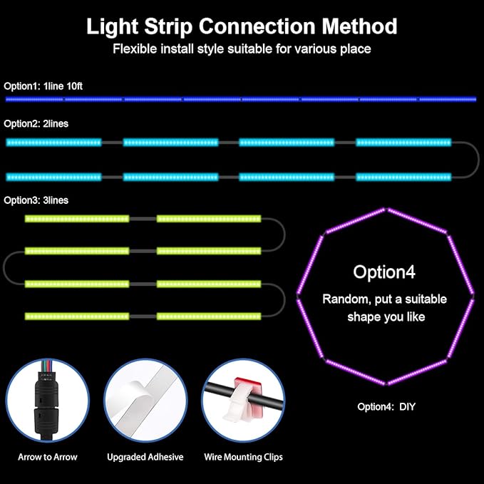8 PCS RGB Under Cabinet Lighting Kit, 12v Motion Sensor LED Light Strip with Remote, ETL Listed Power Adapter, Music Sync Color Changing Led Lights for Shelves, Cabinet, Counter, Bookcase, 13ft