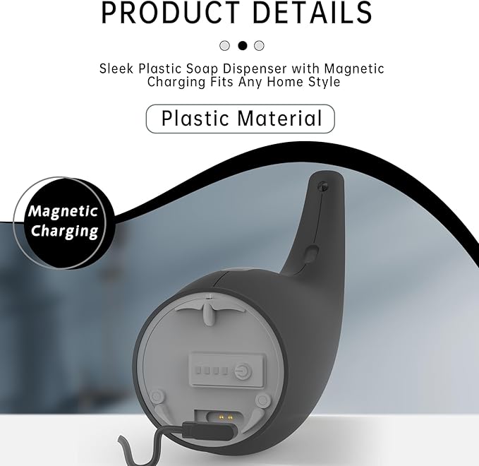 Automatic Soap Dispenser Touchless,300ML Hand & Dish Countertop Electric Liquid Rechargeable Dispenser with Sensor,Modern 4 Gear Adjustable Waterproof Kitchen Auto Soap Pump（Black）