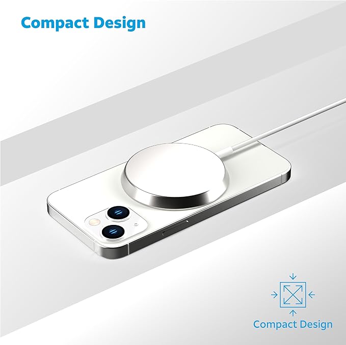 AT&T 15W Qi Wireless Charging Pad with Secure Magnetic Alignment, Qi Certified Fast Charger for iPhone, Android, Pixel, USB-C Input, Case-Friendly, Desk or Nightstand Use - White