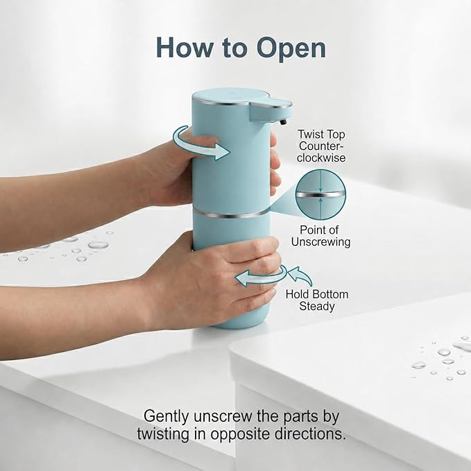 P11 Seafoam Green Automatic Foaming Soap Dispenser, Touchless Sensor for Aesthetic Bathroom Decor, 4-Level Adjustable, USB-C Rechargeable 380ml, Wall Mounted or Countertop for Kitchen and Bathroom