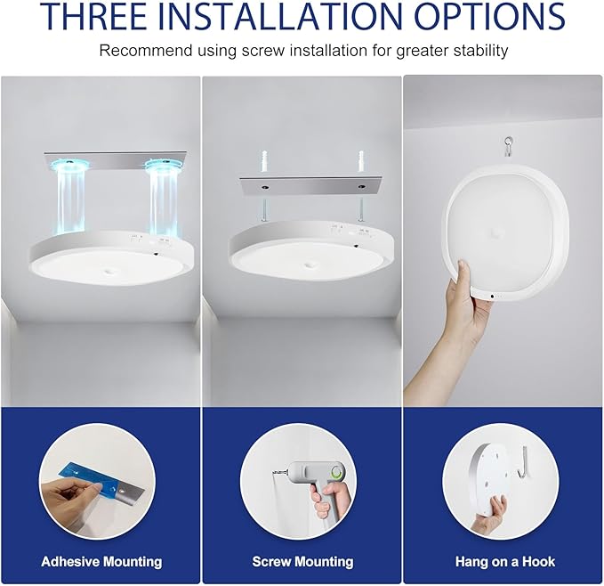 2 Packs Motion Sensor Closet Light with Remote, No Wiring Battery Operated Ceiling Light with 10000mAh, Waterproof Shower Light for Bathroom Closet Stairs Pantry