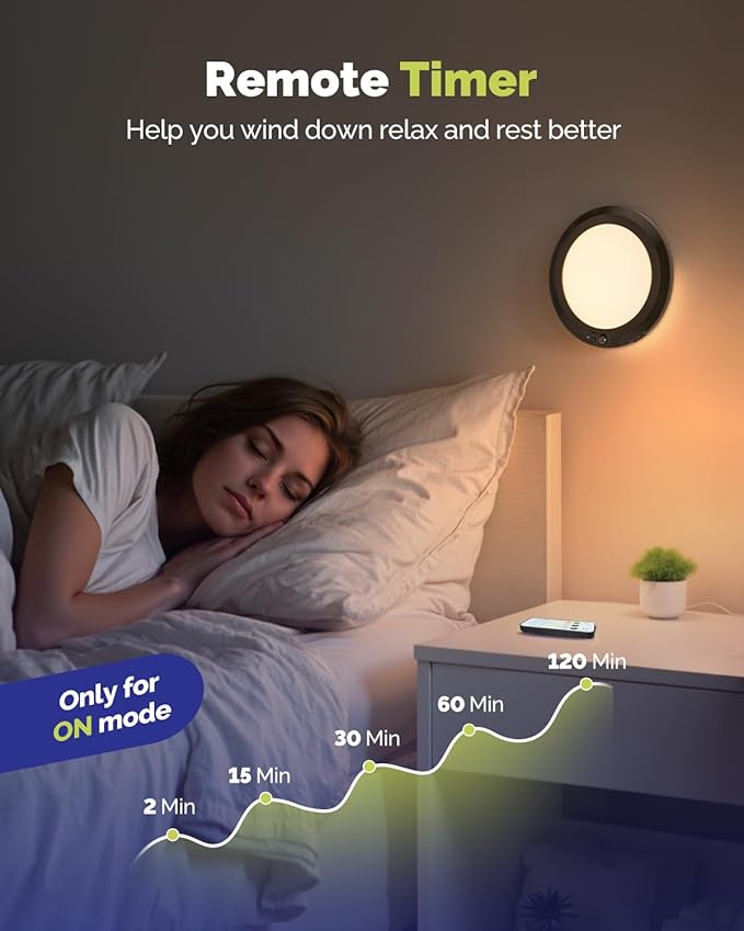 10,000mAh Rechargeable Ceiling Light with Remote, Wireless Waterproof Shower Lights 3000K/4000K/6000K, Battery Powered Light for Closet Battery Operated, Motion Sensor Lights No Wiring, Black