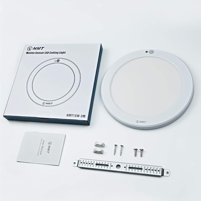 S NMT Motion Sensor LED Ceiling Light With 30s/180s Timeout Adjustable,15W 1500LM Round Panel Lighting Fixture For Stairs Toilet Closets,Warm White 3000K Natural White 4000K Cool White 5000K Available