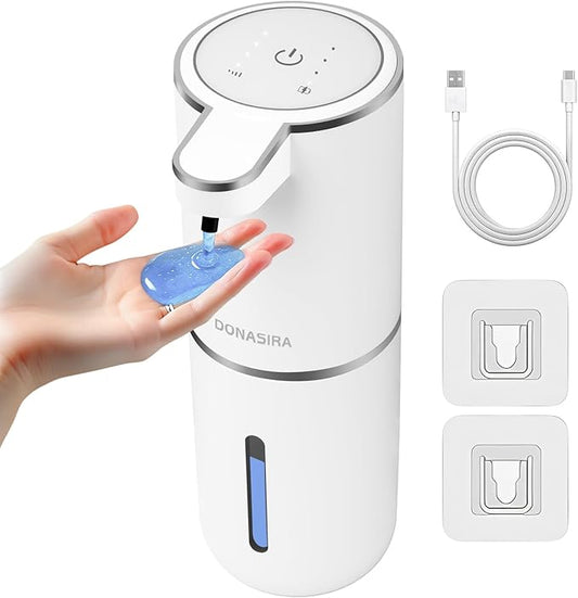 Automatic Liquid Soap Dispenser Touchless, USB Rechargeable Hand Soap Dispenser, 4 Adjustable Volume Levels, IPX5 Waterproof, 12.8oz/380ml Wall Mounted for Bathroom Kitchen Countertop, White