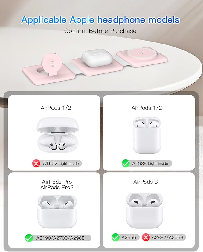 Charging Station for Apple Multiple Devices: 3 in 1 Foldable Magnetic Wireless Charger Stand - Travel Charging Dock Compatible with iPhone 17 16 15 14 13 12 Pro Max Plus Apple Watch AirPods