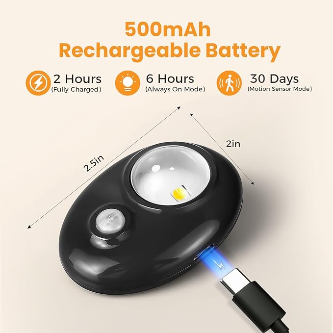 Motion Sensor Puck Lights, 3 Color Temperatures Dimmable Under Cabinet Lights, USB-C Rechargeable Magnetic Closet Lights, Wireless Cabinet Lights for Drawer, Shelf, Kitchen, Black, 4 Pack
