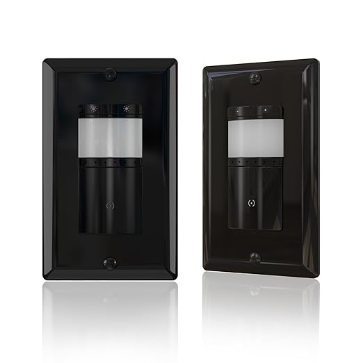 ECOELER Motion Sensor Dimmer Switch, in-wall Electronic Dimmer with PIR Infrared Motion Activated, Single Pole, Occupancy & Vacancy Modes, Neutral Wire Required, Wall Plate Included, Black, 2 Pack