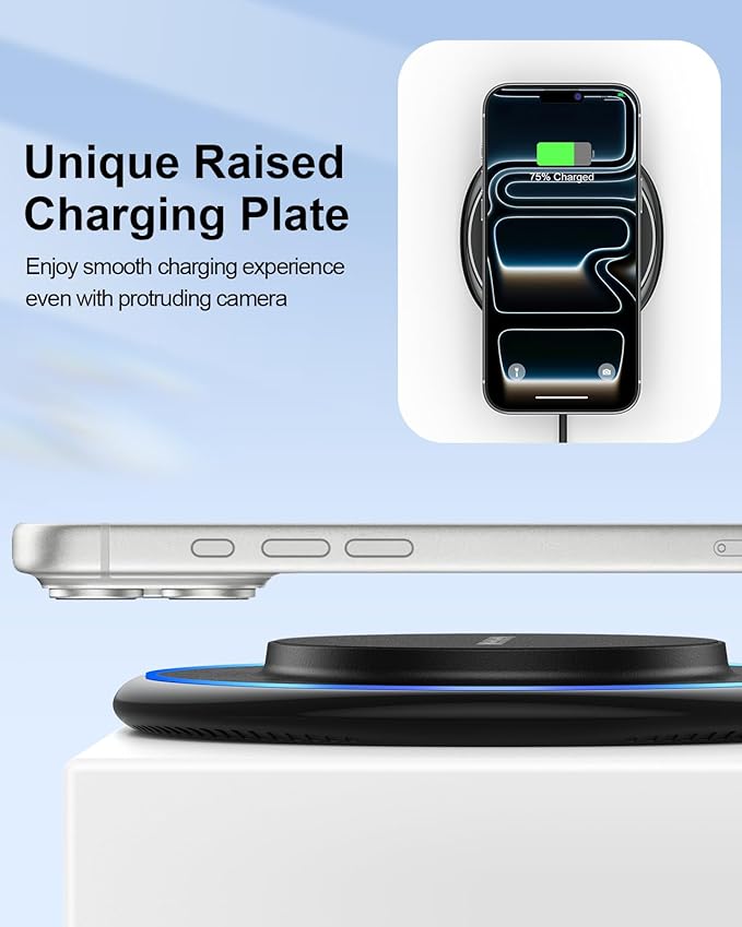 NANAMI Magnetic Wireless Charger Compatible with MagSafe Charger for iPhone 17/17 Air/16/15/14/13 Pro/Plus, Fast Wireless Charging Pad Phone Charger Mat for AirPods 3/2 Pro with USB-C 20W PD Adapter