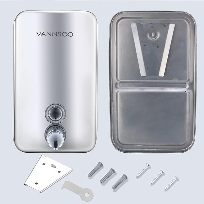 Commercial Soap Dispenser Wall Mount Stainless Steel Manual Liquid Pump Rust-Proof Leak Free for Bathroom (37 fl.oz./1100ml)