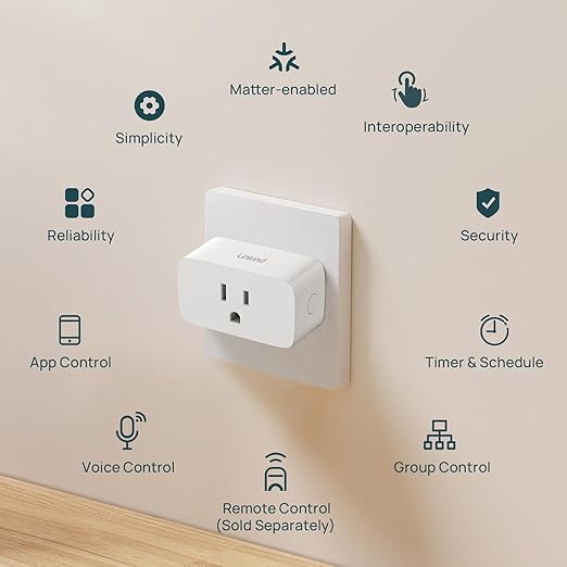 Linkind Matter Smart Plug with Remote, Work with Apple Home, Siri, Alexa, Google Home, SmartThings, Smart Outlet 15A/1800W Max, Smart Automation, Remote Control,Timer&Schedule, 2.4G Wi-Fi, 4 Pack