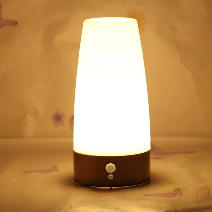 ZEEFO Retro LED Night Light PIR Motion Sensor Light,Activated Step Lighting Lamps,Indoor/Outdoor Battery Operated Lamp Sensitive Portable Moving Table Lamp for Kids Room,Hallway(Round Shape)
