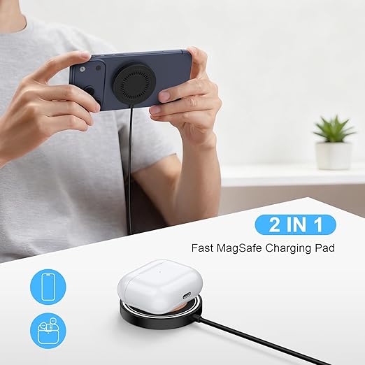 for MagSafe Charger Magnetic Wireless Charger Pad for iPhone 17 16 15 14 13 12 Series & Airpods 4 3 2 Pro 2, Fast Charging Station for Google Pixel 10 Series Pixelsnap Charger with Dual USB-C/A Ports