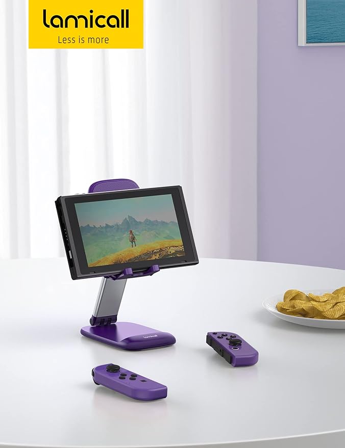 Lamicall Purple Phone Holder for Desk - Dark Purple Cellphone Stand Desk Accessories Desktop Office Must Have, Gifts for iPhone 17 16 15 14 13 Pro Max Mini, 12 11 X Plus SE, 4-8'' Telephone Stand