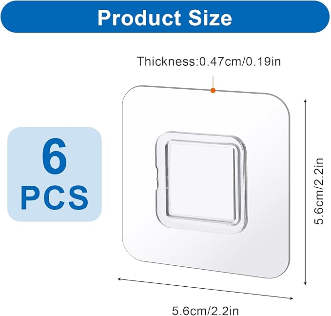 6 PCS Shower Phone Holder, Self-adhesive Sticker Replacement, Wall Mounted Replacement Sticky pads, Waterproof Phone Holder's Hook Replacements Adhesive Strip for Toothpaste Dispenser Wall Mounted
