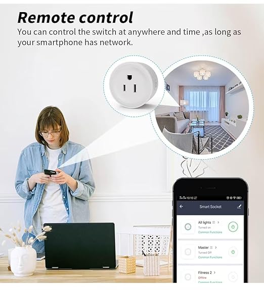 Smart Plug, WiFi Outlet Compatible with Alexa & Google Assistant, Outlet 16A/2200W Max, Home Automation, APP Remote Control, Timer&Schedule, No Hub Required, 2.4G Wi-Fi Only, 4 Pack
