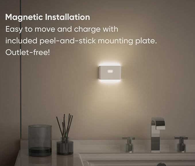 Wyze Lifestyle Rechargeable LED Night Lights with Motion & Dusk-to-Dawn Sensors - Soft White Stair Lights for Bathroom, Hallway, Bedroom - Magnetic Mount, Expandable Link System - 3 Pack
