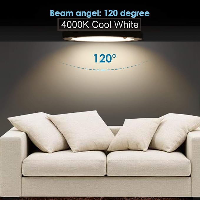 S NMT Motion Sensor Led Ceiling Light 1200 Lumen,100 Watt Equivalent for Stairs,Basements,Porches,Closets,Hallways,Indoor/Outdoor,Daylight White 4000K