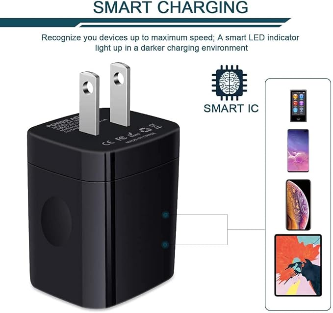 Wall Charger Plug, USB Charger Cube, AILKIN 3.1A 3-Muti Port USB Adapter Power Plug Charging Station Box Black Base for iPhone 17 16 15 14 13 12 11 Pro Max/SE, Samsung Galaxy Phones Charge Block