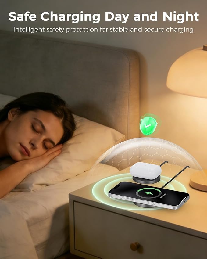 25W Magnetic Wireless Charger, Qi2.2 Fast Wireless Charging Pads with Kickstand,MagSafe Charger for iPhone 17/16/15/14 Series & AirPods 4/3/2/Pro, Samsung S26 S25 Series, Google Pixel, 2 Pack