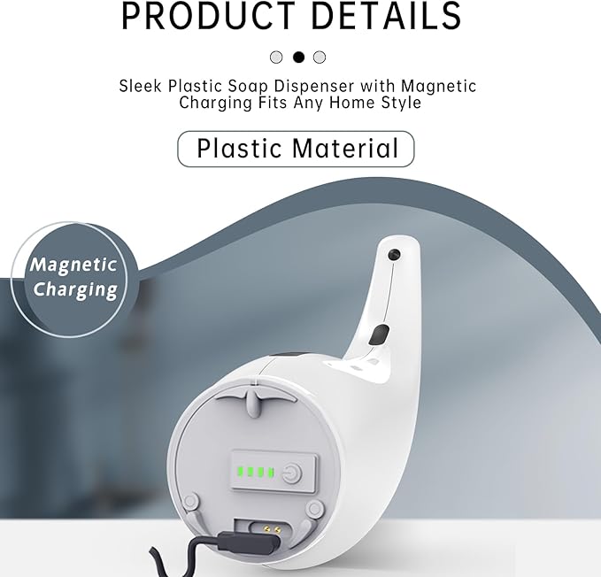 Automatic Soap Dispenser Touchless,300ML Hand & Dish Countertop Electric Liquid Rechargeable Dispenser with Sensor,Modern 4 Gear Adjustable Waterproof Kitchen Auto Soap Pump（White）