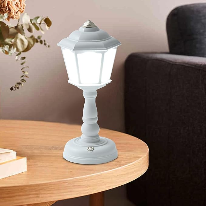 Mini Desk lamp Vintage, LED Dimmable Table Reading with USB Charging Port, Sensitive Control, Eye-Caring Office Lamp,Very Beautiful Decorative (White), FGXYD-001
