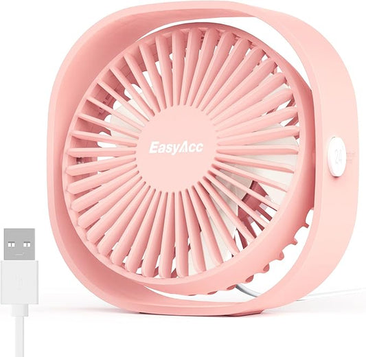EasyAcc USB Small Desk Fan, Slumber Pod Fan [360°Rotatable Head &Powerful ] 3 Speeds Portable Personal Table Travel Fan for Sleeping Desk Cruise Ship Dorm Bedroom Office Office (No Battery)