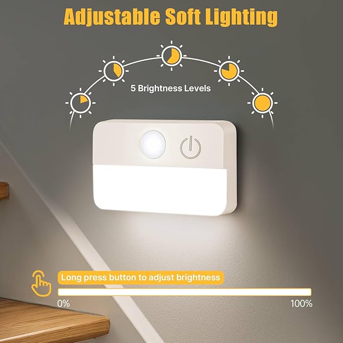Guankai 16 Pack Motion Sensor Stair Lights for Indoor, Wireless RGB Battery Operated Night Light, Led Stick On Hallway Closet Under Cabinet Stairway Automatic Lamp for Bedroom Kitchen Bathroom
