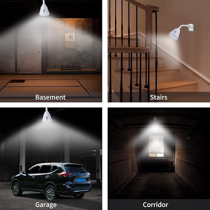 Plug in Motion Sensor Night Light, LED Infrared Sensor Light 6W Light AC 85-265V PIR Infrared Sensor Motion Detector Light Bulb Lamp (White Light, US Plug)