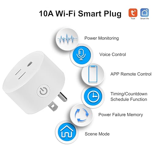 Tuya WiFi Smart Plug Works with Alexa Google Assistant IFTTT for Voice Control Mini Smart Outlet Plug with Timer Function,No Hub Required,Only 2.4GHz Wi-Fi,FCC/Rohs Listed Socket(2 Pack)