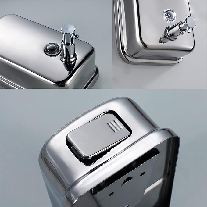 modunful Stainless Steel Soap Dispenser – 27oz Wall Mounted for Family Use, Brushed Nickel, Leak-Proof Pump, Durable Design for Busy Households