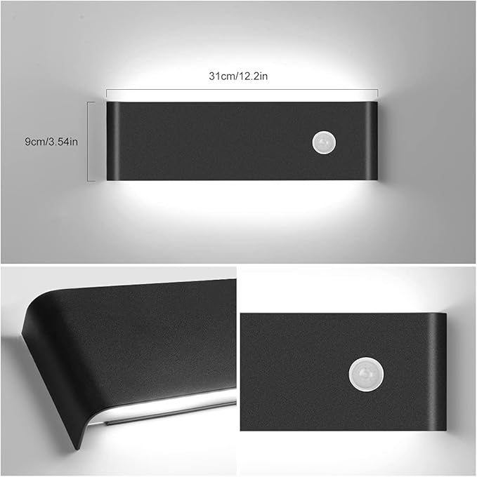 LED Hardwired Motion Sensor Light Indoor Wall Sconce, 12W Motion Sensor Wall Light Indoor Sconce Wall Aluminum Modern Wall Sconce for Living Room Hallway Stair Cool White(Not Battery Operated)