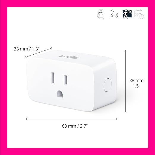 WiZ Smart Plug- Sunset to Sunrise Automation + Motion Detection + Control with Voice or App, Compatible with Alexa, Google Home, and HomeKit - WiFi Wall Outlet - 4 Pack