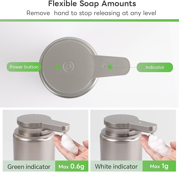 LAOPAO Automatic Foaming Soap Dispenser Plastic, Rechargeable Touchless Foam Hand Soap Dispenser for Bathroom, ABS Soap Pump for Kitchen, Water-Resistant, Xmas Gift 10oz, Plastic (NOT Metal)
