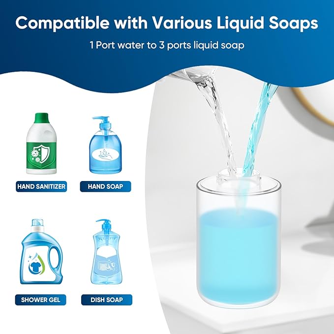 Automatic Soap Dispenser Touchless – 400ml Foaming Hand Soap Dispenser for Bathroom & Kitchen, Wall Mount or Countertop, 4 Adjustable Foam Levels, Rechargeable, IPX5 Waterproof