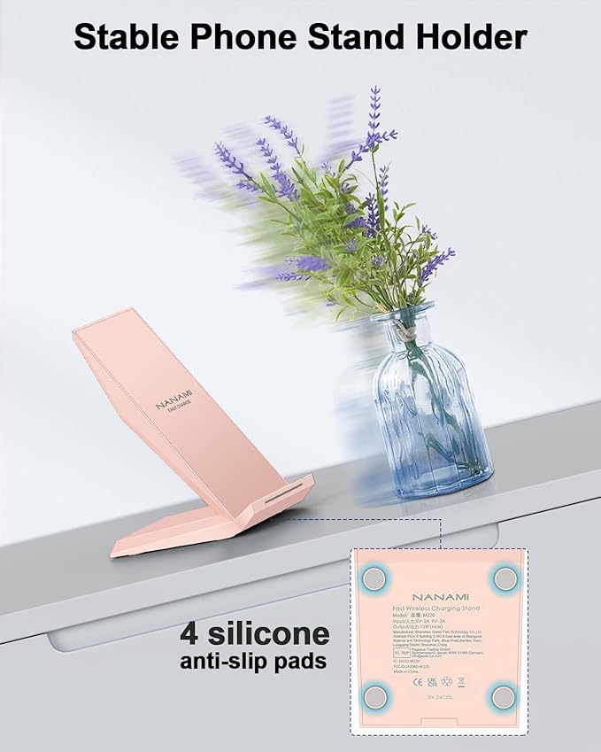Wireless Charger with USB C Phone Charger, Charging Stand with 20W PD Adapter Compatible with iPhone 17/17 Air/16/15/14/13/12, Phone Charging Dock for Samsung Galaxy S26/S26+/S25/S24/S23/S22/S21